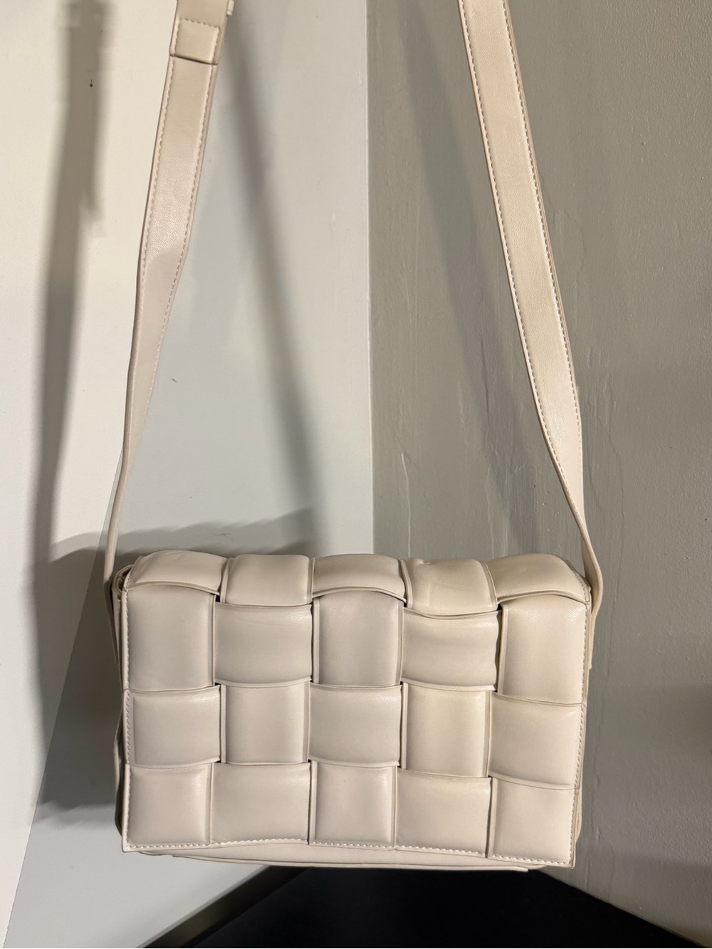 Call It Spring Padded Woven Crossbody in Light Cream